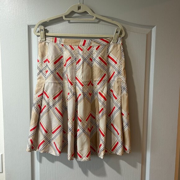 Iconic GAP Womens 100% Silk Plaid Pleated Skirt - Picture 1 of 4